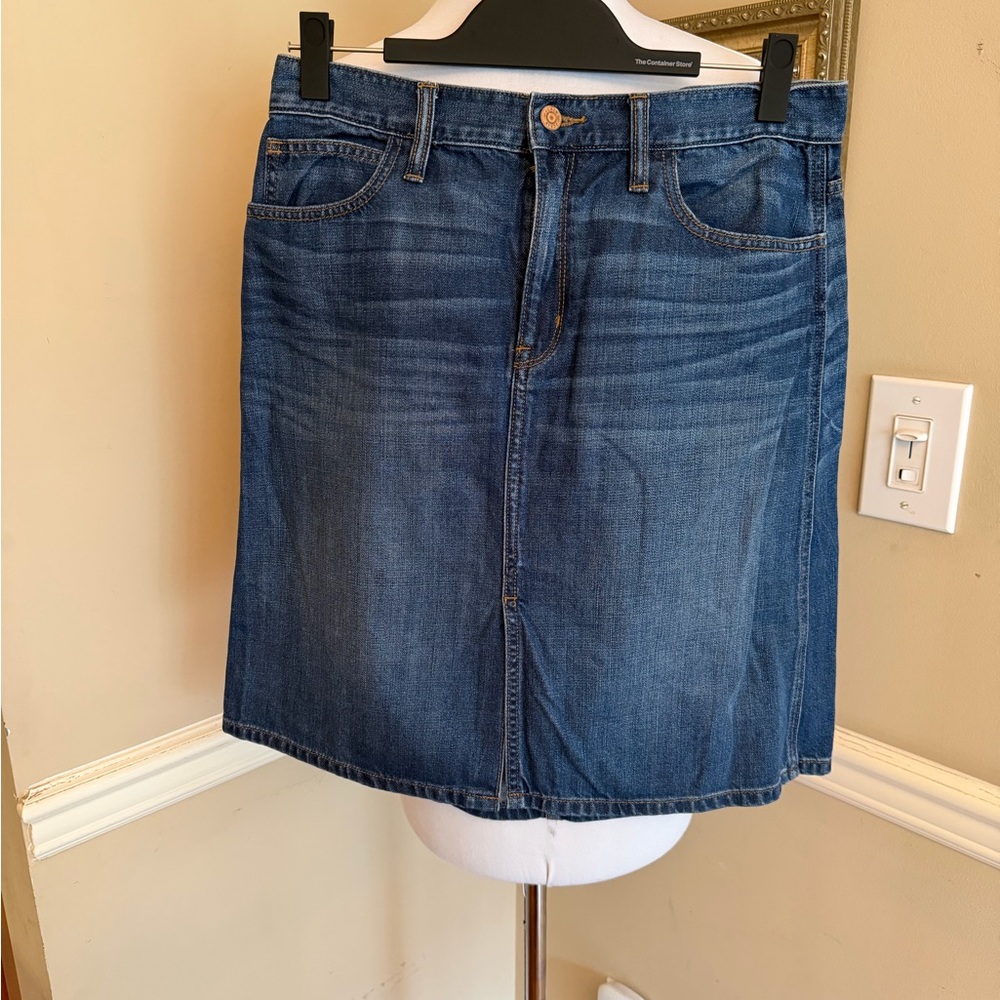 J Crew Stylish Blue Mini Skirt with front split
